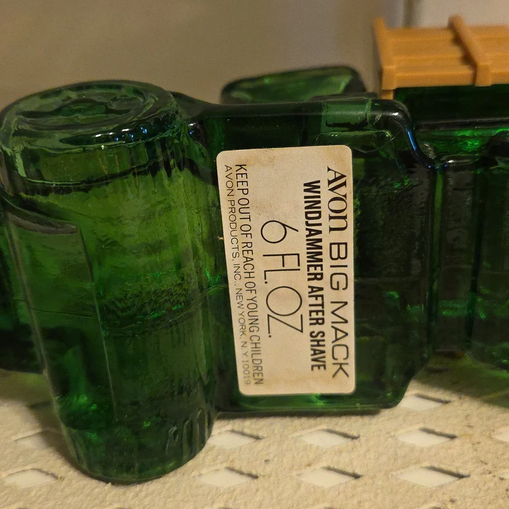 Vintage Avon Big Mack Oland After Shave Decanter Bottle Green Truck FULL 6 oz.
